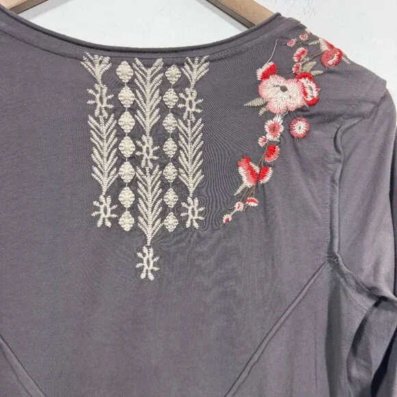 Johnny Was Cherry Blossom Floral Embroidered Cotton Tunic Top Womens Sz S Boho - Picture 3 of 6